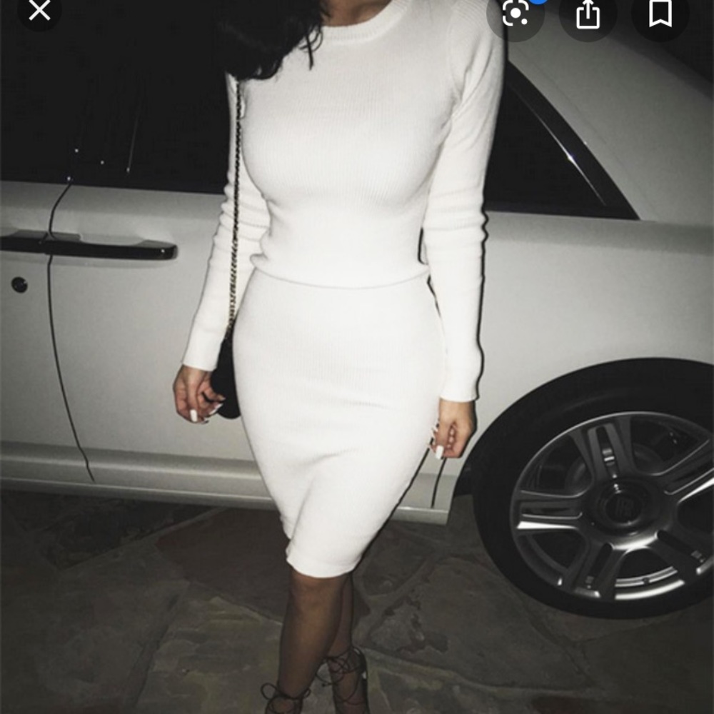 Sorella Cream Ribbed bodycon dress